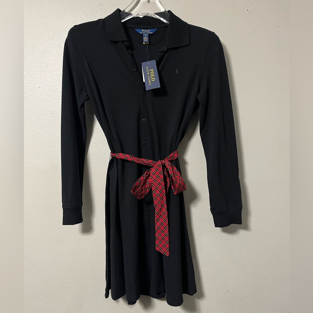 Polo Ralph Lauren Big Girls Plaid-Sash Knit Oxford Dress Size L(10- 12) NWT - Picture 4 of 9